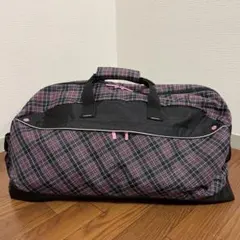 エル　大容量 ボストンバッグ スポーツバッグ 修学 旅行カバン 黒×ピンク