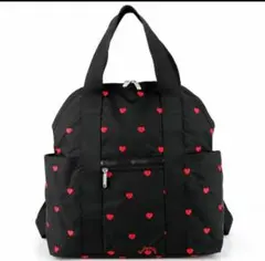 極美品】 LeSportsac ハート柄リュック ポーチ付き ブラック - メルカリ