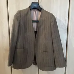Spick & Span ノーカラージャケット ブラウン ストライプのサムネイル