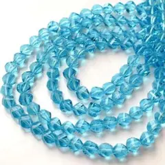 花*鳥様 bn218/ガラスビーズ◇多面カット　クリアブルー　2連