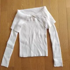 GRL オフショルダー リブニット 長袖 ホワイト