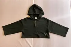 PUMA フード付きクロップドパーカー ブラック