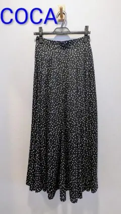 コカ【最終値下げ】coca　　 ロングスカート　ドット　プリーツスカート 黒