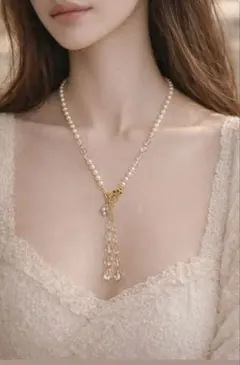 セット販売♡軽いコットンパールロングマンテルネックレス