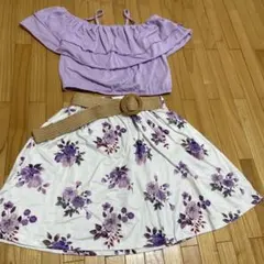 SHEIN シーン 花柄スカート セットアップ ラベンダー11-12y 150
