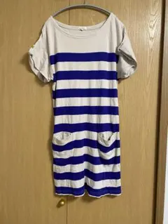 ロペピクニック　アイボリー×青ワンピースチュニック