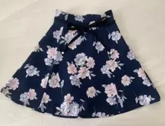 花柄フレアスカート ネイビー