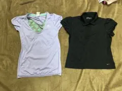 adidas 薄紫 Tシャツ & 黒 ポロシャツ セット