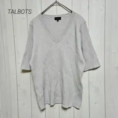 TALBOTS タルボット Vネック 半袖リブニット XL グレーのサムネイル