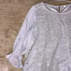 グラシア レースブラウス LL スカイグレイ カットソー　ハニーズ
