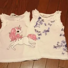 H&M Tシャツ 90 2枚セット ユニコーン 蝶 新品　難あり
