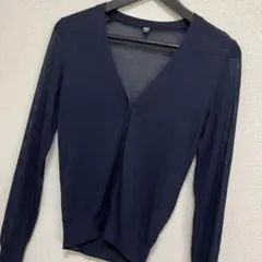 UNIQLO ライトVネックカーディガン ネイビー シアー