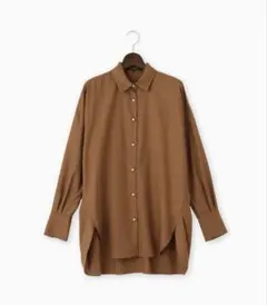 セオリーリュクス theory luxeフレア袖 半袖シャツ ブラウス キャメル 