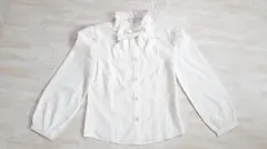 キャサリンコテージ　長袖ブラウス　立襟　リボン付き　130