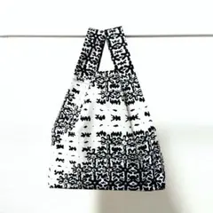 アフリカ布♪　エコバッグ　レジ袋タイプ 　モノトーン☆花柄☆小花柄のサムネイル