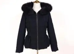 美品⭐︎ルネ フォックス ファー フード ショートダウン ブラック 38 ウールＬ