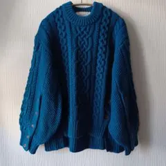 【GU rokh】 ケーブルニット セーター ブルー M タグ付き未使用品