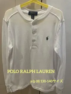 【美品SALE】POLO RALPH LAUREN　ノーカラー長袖ポロシャツ　白