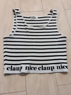 nice claup リブ編みストライプタンクトップ
