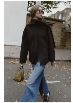 ZARAウール ショートスカーフコート　L