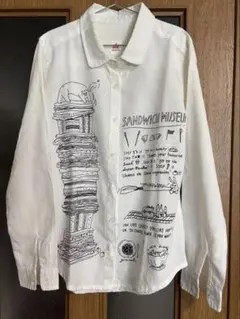 merlotシャツブラウス落書きバーガー柄メルロー　レトロポップのサムネイル