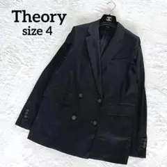 【セオリー】リネン混ストレッチ ダブルブレストジャケット ブラック 4 L相当