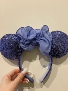 ミッキー型紫スパンコールカチューシャ
