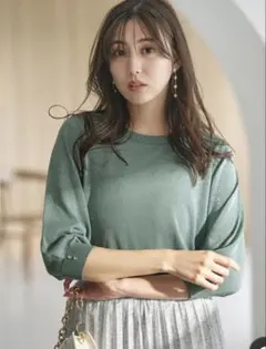 【新品】【前後着用OK】エニィスィス　anysis グリーン ラメカーディガン