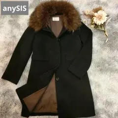 良品 any SIS ロングコート ウールコート 2(M) ファー付