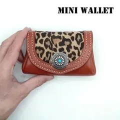 本革レザーミニウォレットミニ財布レオパードヒョウ柄小さいレディースレザークラフト
