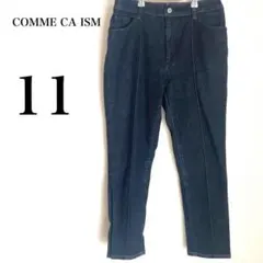 【コムサイズム】インディゴブルー　ストレッチ　センタープレス　テーパードパンツL