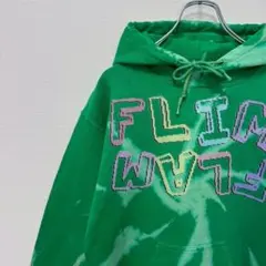 古着 ノーブランド リメイク パーカー ブリーチ加工 タイダイ グリーン 緑