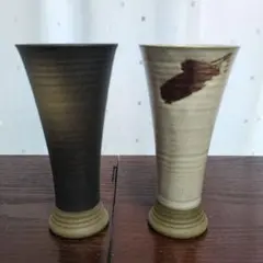 陶器製フラスコ型グラス 2個セット