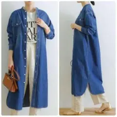 美品 アーバンリサーチ インディゴデニムシャツワンピース 長袖