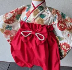 ベビー袴　ハンドメイド　桜✕毬✕濃赤