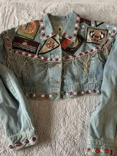 刺繍 デニムジャケット　vintage rose is arose