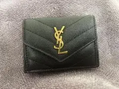 SAINT LAURENT ブラック三つ折り財布