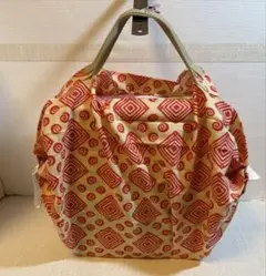 シュパットタイプエコバッグバッグ　エスニック柄　クリーム✖︎レッド