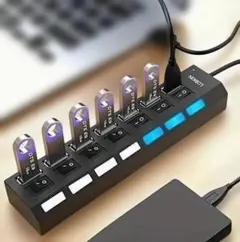 【新品 未使用 未開封品】7ポートUSB ハブ 外部電源対応 オンオフスイッチ