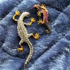 ♣♥トカゲとヤモリのブローチセット