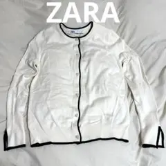 ZARA バイカラーカーディガン パールボタン