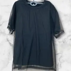 14【新品】ブラック メッシュ 半袖 トップス　M