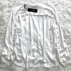 未使用タグ付 ディーゼル DIESEL スタッズ カットソー 長袖 白