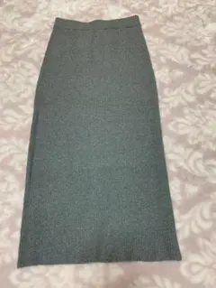 AZULニットリブグレー タイトスカートロングスカートS