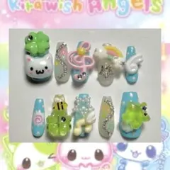 ネイルチップ 平成女児 ウィッシュコア ドット ねこ 音符 なると クローバー