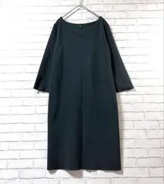 【インディヴィ/INDIVI】バイカラーVネックひざ丈ワンピース日本製カジュアル