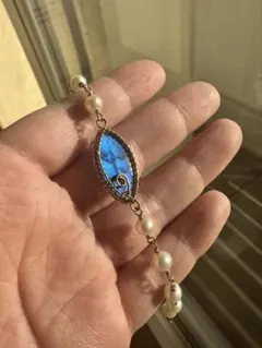 ラブラドライト × 天然真珠 ブレスレット（ゴールドメッキ）