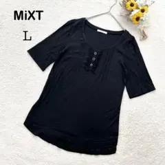 【MIXTA ミクスタ】半袖 トップス カットソー ブラック系 シンプル Lのサムネイル