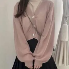 GRL ショート丈シアーニットカーディガン ピンク 【kz68】