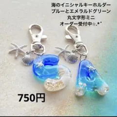 海のイニシャルキーホルダー 丸文字形ミニ オーダー受付中✧*。
